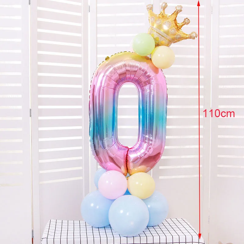 

1Set Birthday Balloons Rainbow Number Foil Balloons Kids 1st Birthday Party Decorations Balloons Happy Birthday Balloon