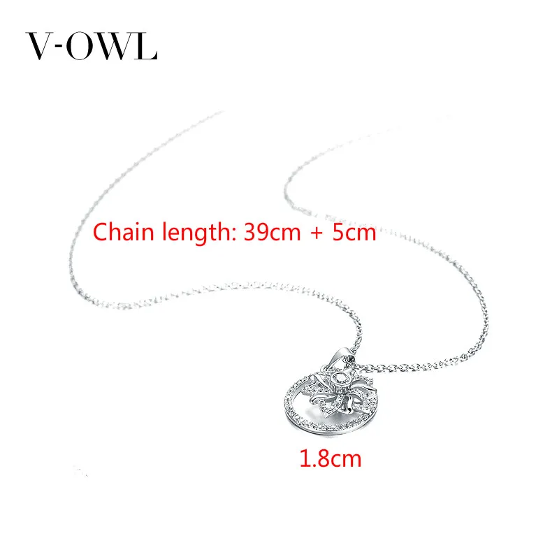 

V-Owl Simple Design Round Flower AAA Zircon Pendant Necklace Rotatable Three-dimensional Pendant Long Necklace