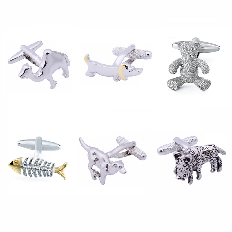 

Запонки HAWSON мужские с имитацией родиевого покрытия, простые металлические манжеты в виде животных, французская рубашка, пуговицы-манжеты