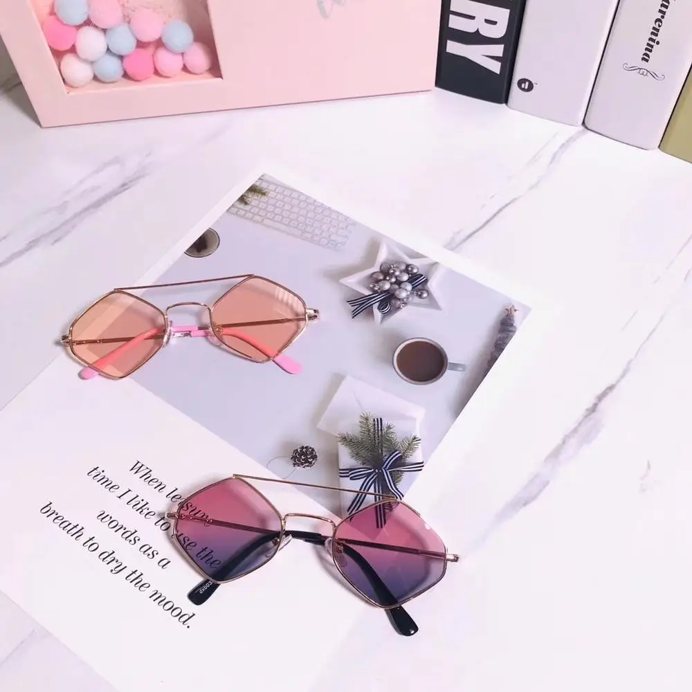 Новинка модные детские солнцезащитные очки металлические двойные лучевые с