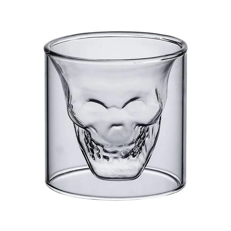 

4pc/Set Skull Head Cup Double Layer Coffee Whiskey Vodka Wine Mug Travel Cute Christmas Mugs Tumbler Shot Glass Milk Cup In Bulk