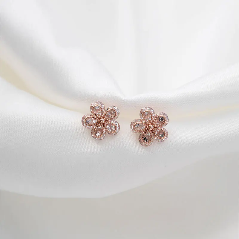 

YC4085E S925 Silver Fashion Delicacy 4A Zircon Geometry Flower Ear Stud GIRL'S Gift Party Banquet WOMEN'S Jewelry Earrings 2021