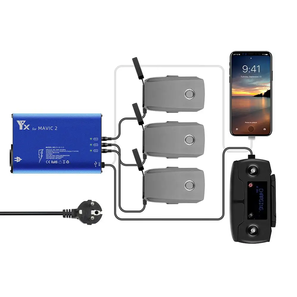 

Mavic 2 Battery Charger 5 in 1 Intelligent Drone Battery Charging Adapter Charging Hub for DJI Mavic 2 Pro Zoom Accessories