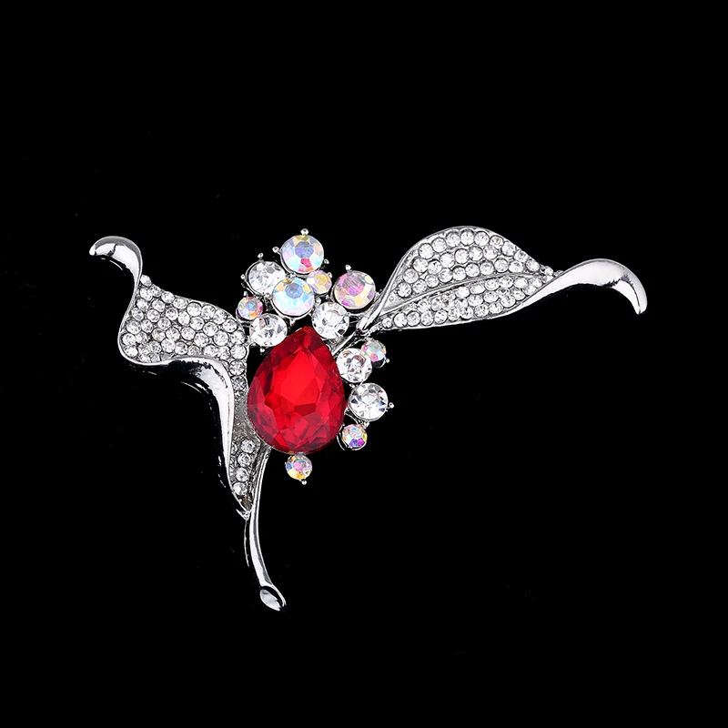 Роскошный большой броши синий и красный цвета шампанского с кристаллами для