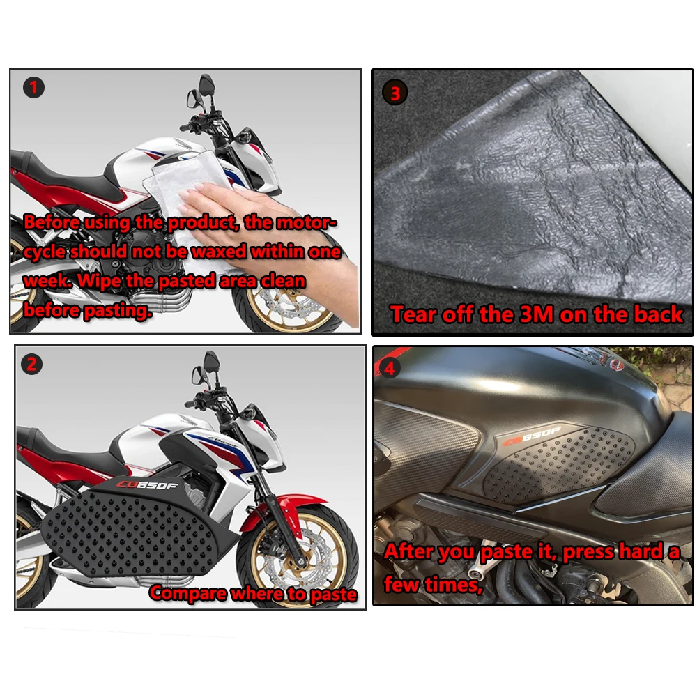 

Motorcycle Tank Traction Pad Side Gas Knee Grip Protector Anti Slip Rubber Sticker For HONDA CB650F 2014 2015 2016 2017 2018