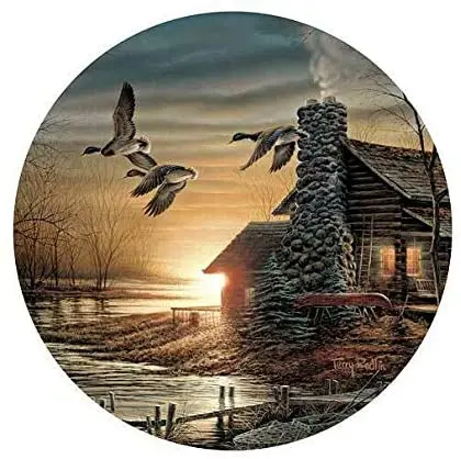 

Golden Retreat - Cabin 12 X 12 Inch Round Tin Sign Nostalgic Metal Sign Home Decor for Culb Bar Cafe