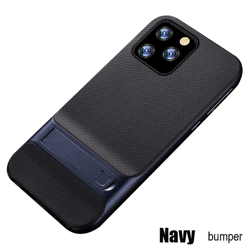 Navy bumper Для iPhone 11 Pro Max Чехлы ударопрочный чехол из смешанных материалов задняя крышка Подставка для Apple iPhone XR X Xs 6 6s s 7 8+ Plus Полный чехол для телефона - Цвет: Navy bumper