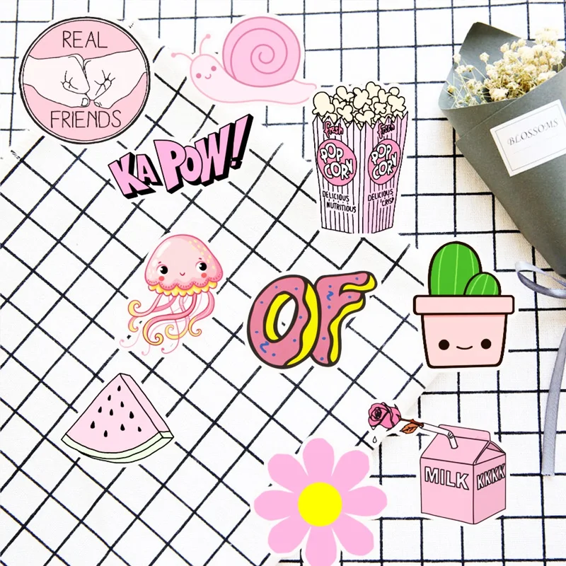50 шт. ПВХ водонепроницаемые девушки Kawaii розовые забавные стикеры игрушки багажные наклейка для автомобиля и чемодана Мода ноутбук наклейки стикер s