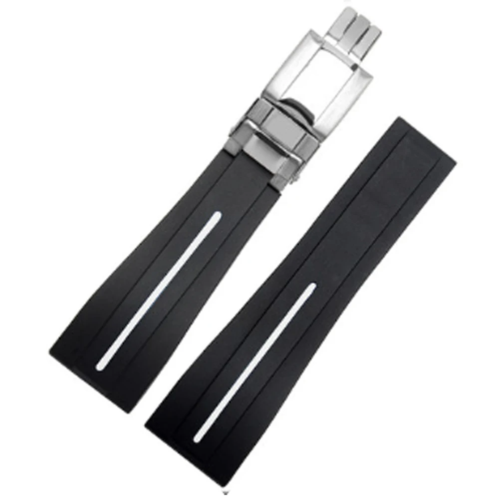 

20mm Rubber Watch Strap Band Deployment Buckle Replacement Fits Rolex Yacht Master Oysterflex Submariner GMT Daytona