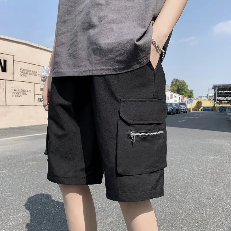Шорты-карго мужские на молнии повседневные брюки уличная одежда в стиле