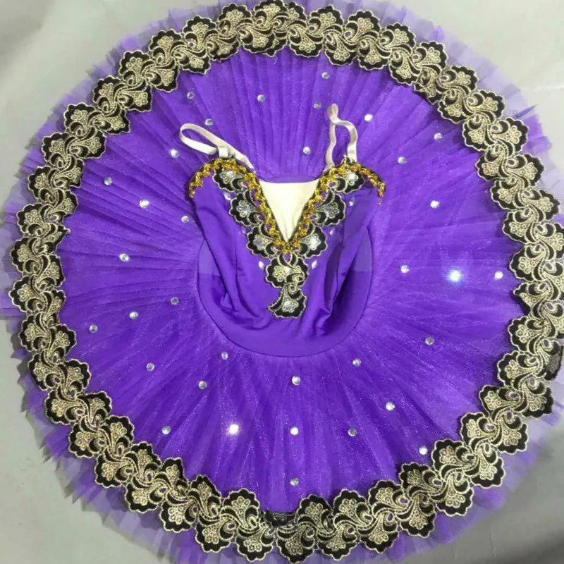 Черный фиолетовый лебедь балетный танцевальный костюм профессиональная