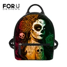 Маленький кожаный рюкзак FORUDESIGNS для женщин, 1 шт., винтажный Модный дизайнерский дорожный рюкзак с черепом в готическом стиле, с молнией, повседневный рюкзак