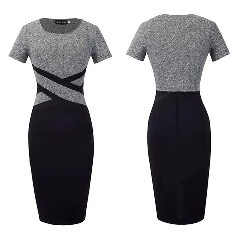 

2020 Spring And Summer Fashion Round Neck Pullover Bag Hip Skirt Striped Short Sleeve Slim Casual Sexy Dress