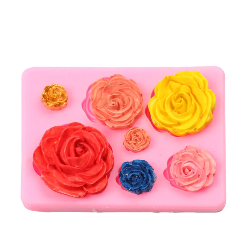 

3D Sunflower Rose Flowers Silicone Cake Border Decoration Cake Mold Polymer Clay Crafts DIY