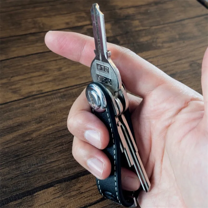 

Fashion Leather Car Key Pouch Bag Case Wallet Holder Chain Key Wallet Ring Collector Housekeeper EDC Pocket Key Organizer Smart