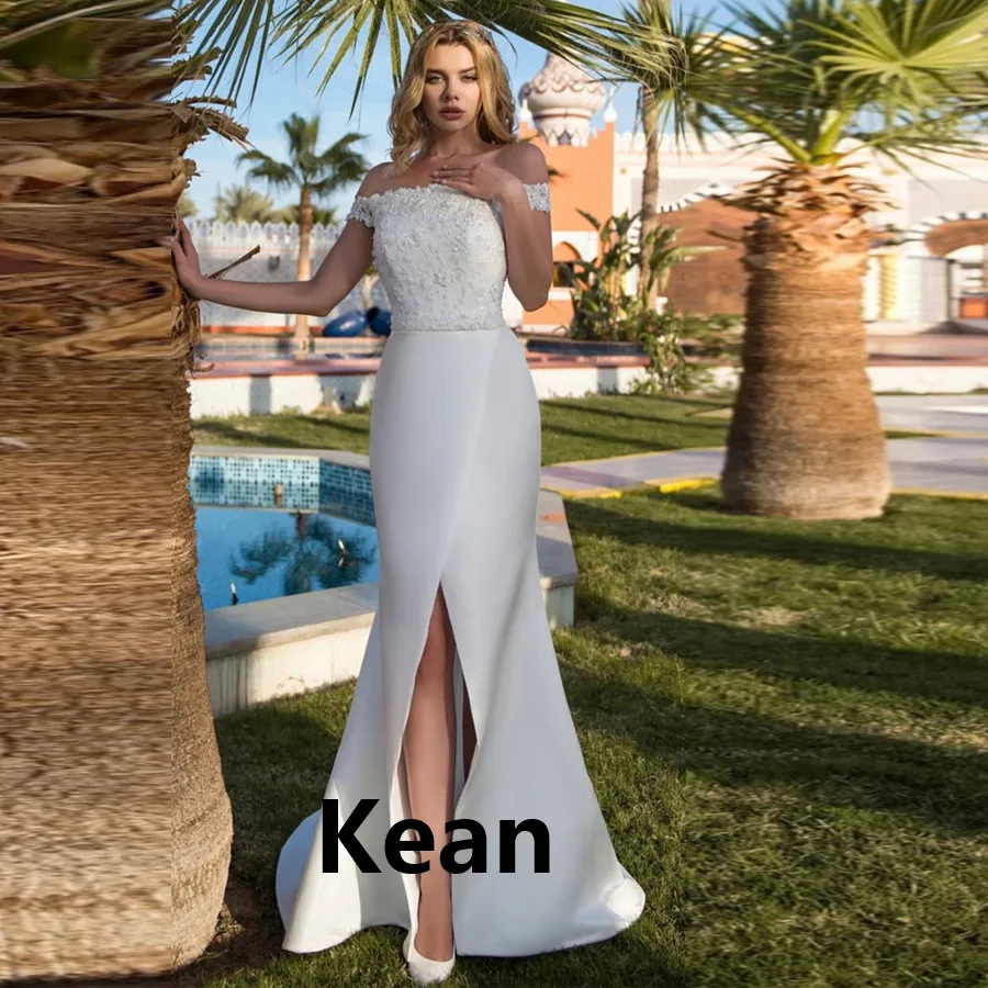 

Slit Mermaid Wedding Dress Lace Off Shoulder Lace Up Bride Gown Dubai Arabic Abiti Da Sposa Vestidos De Novia De Noche Plus