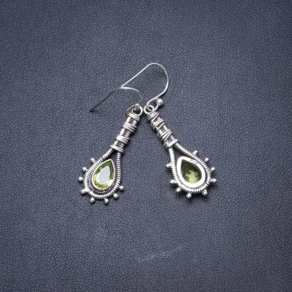 

Natural Peridot Handmade Unique 925 Sterling Silver Earrings 1.5" Y2993