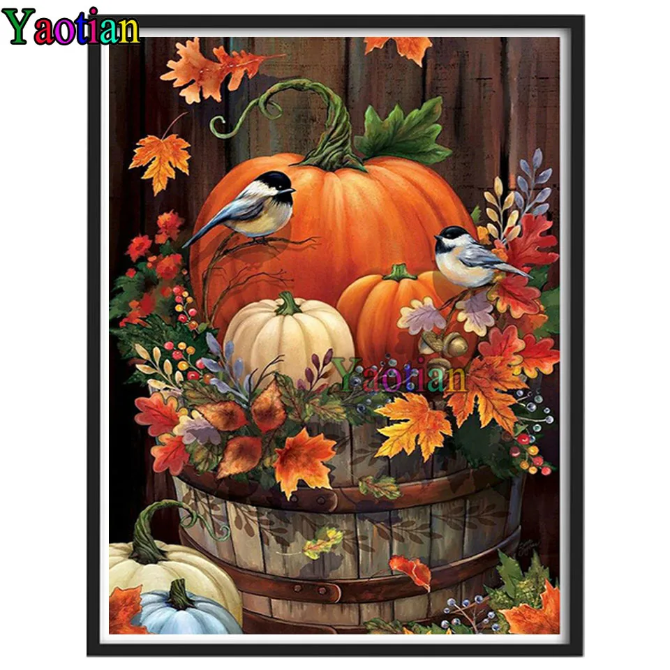 

Картина в виде тыквы для осеннего урожая, квадратная картина, 5D, алмазная вышивка «сделай сам», мозаика стразы, искусство ручной работы, Деко...