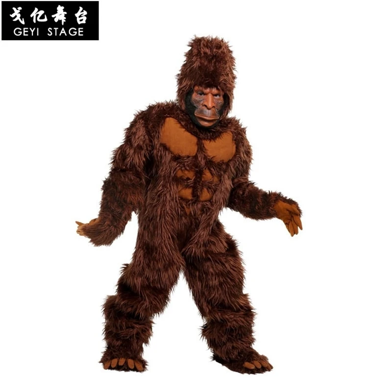 КОРИЧНЕВЫЕ КОСТЮМЫ gorilla костюмы без забавной маски животных на Хэллоуин для