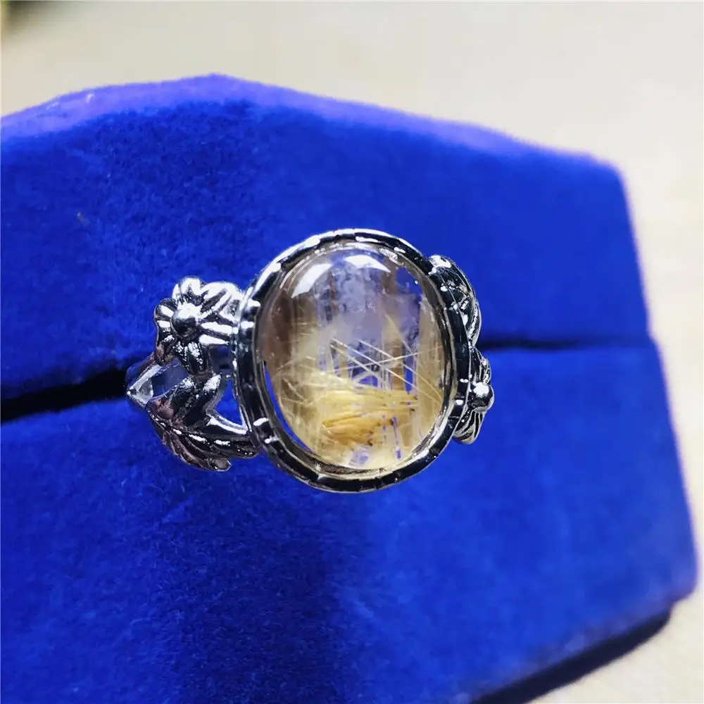 13 мм топ из натурального золота Рутиловый Кварц Кольцо для женщин леди мужчин