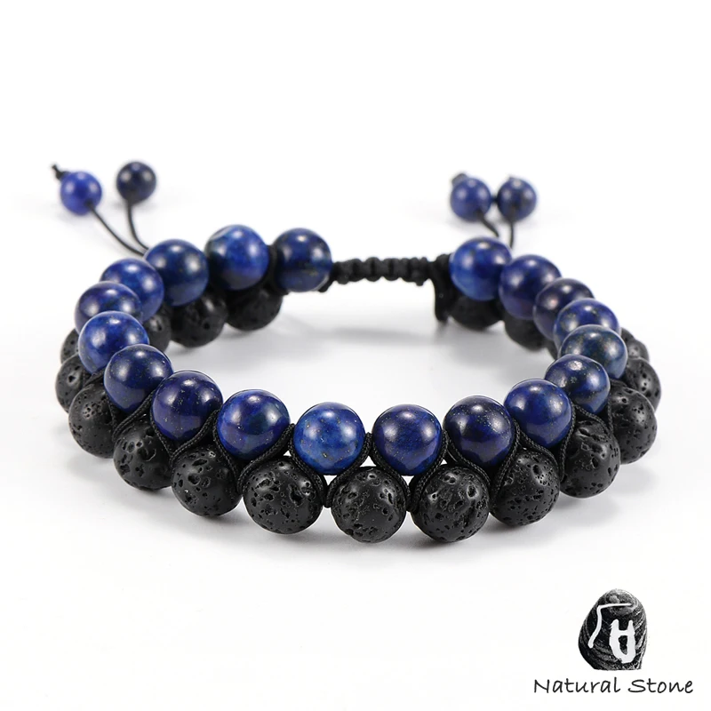 Женский и мужской браслет из Тигрового Глаза натурального камня лава рок лазурит