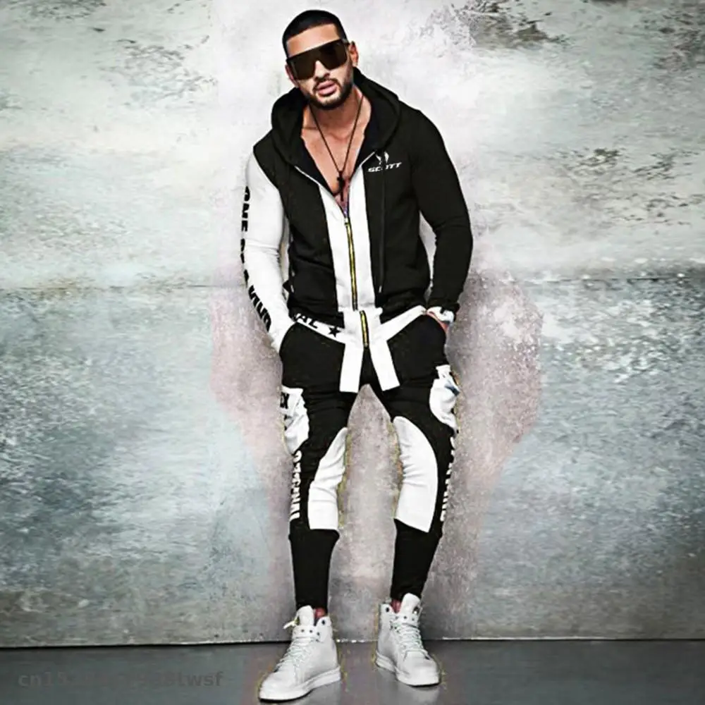 

2021 Men Tracksuit 2 Piece Tops And Pants fit for scott ropa ciclismo Mens Sweat Suits Set Letter Print Jogger Sets