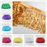 wholesale 15cmwide sequins lace tassel fringe trim garment curtain latin dress stage clothes for jewelry diy lace ribbon