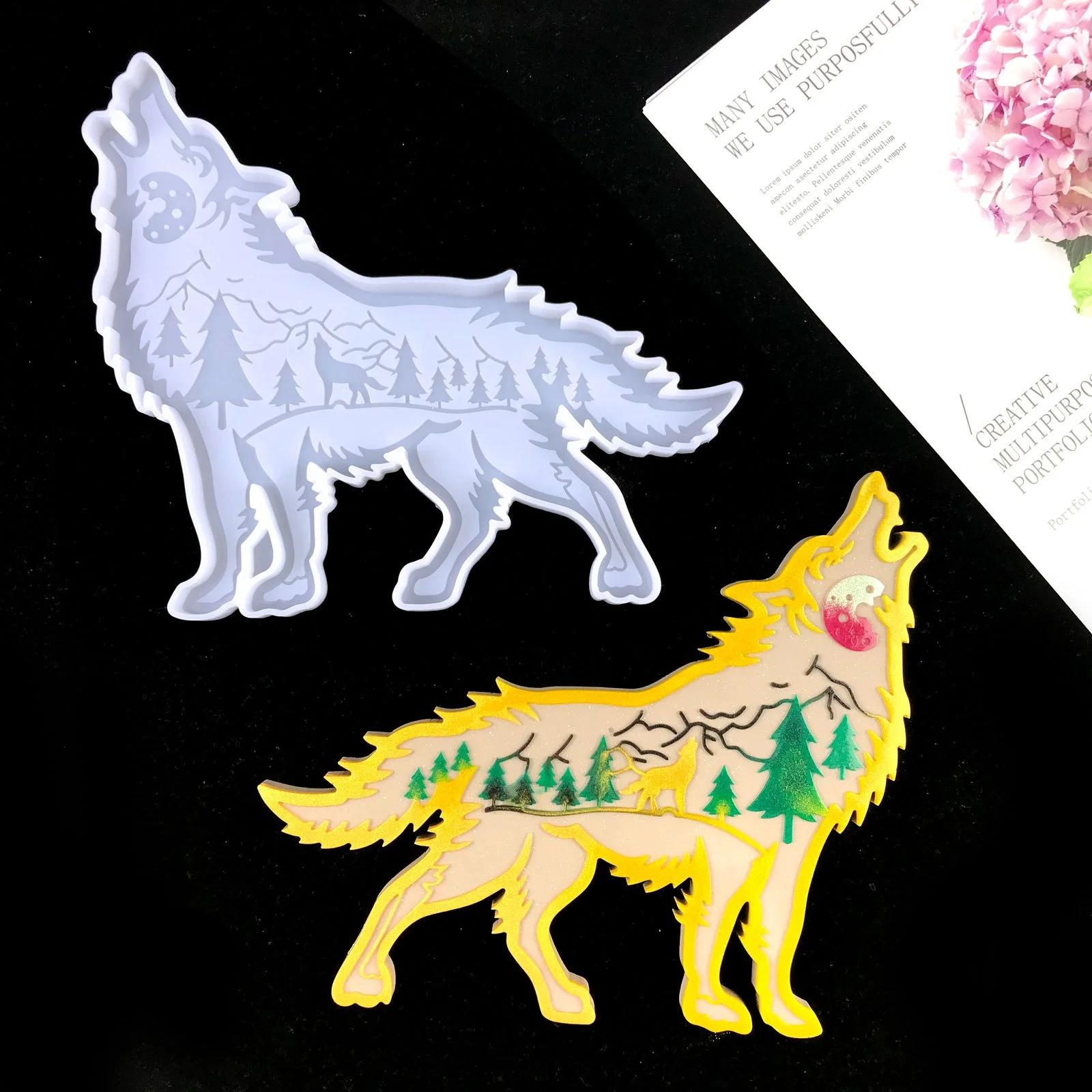 

Wolf Epoxy Resin Mold Diy Wolf Desktop Decoration Cake Mold Coaster Tray Storage Decoration Silicone Mold
