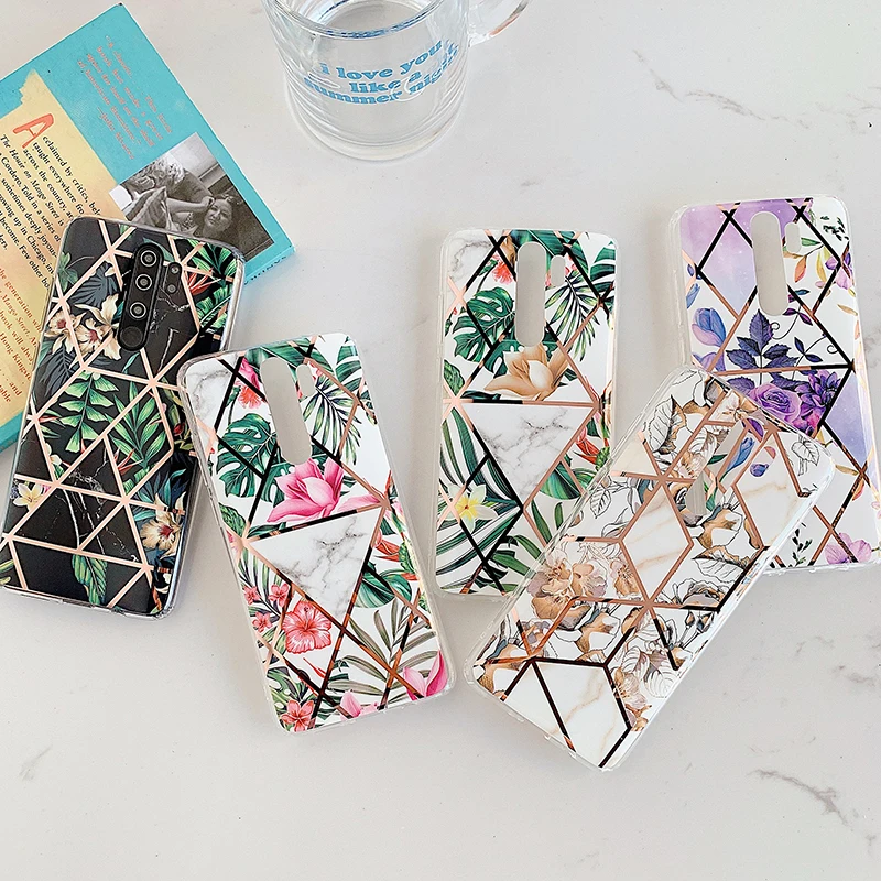 Роскошные тонкие геометрические цветы мраморная текстура гальванизированные