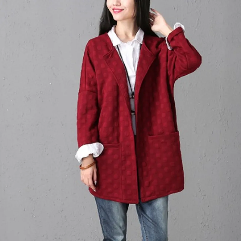 

Осенние свободные хлопковые куртки #0131, пальто, женская модель, винтажный кардиган без пуговиц, куртка, пальто для женщин, ретро, большие кар...