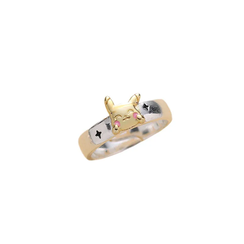 Покемон Kawaii Мультфильм Аниме серия Мода Пикачу Открытое кольцо крутые ювелирные