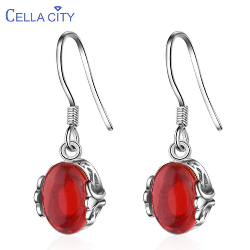 Женские классические серьги подвески из серебра 925 пробы с