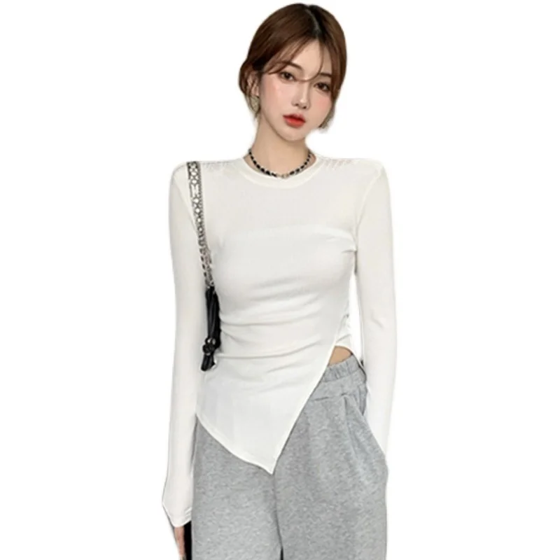 

Slim Fit Slit Sneaky Design Women's Long-Sleeved Top Autumn New