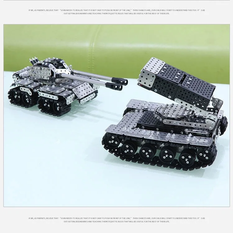 2021 Military Tank DIY Assembly set Stainless Steel Remote Control Model Toy For Kids Gift |