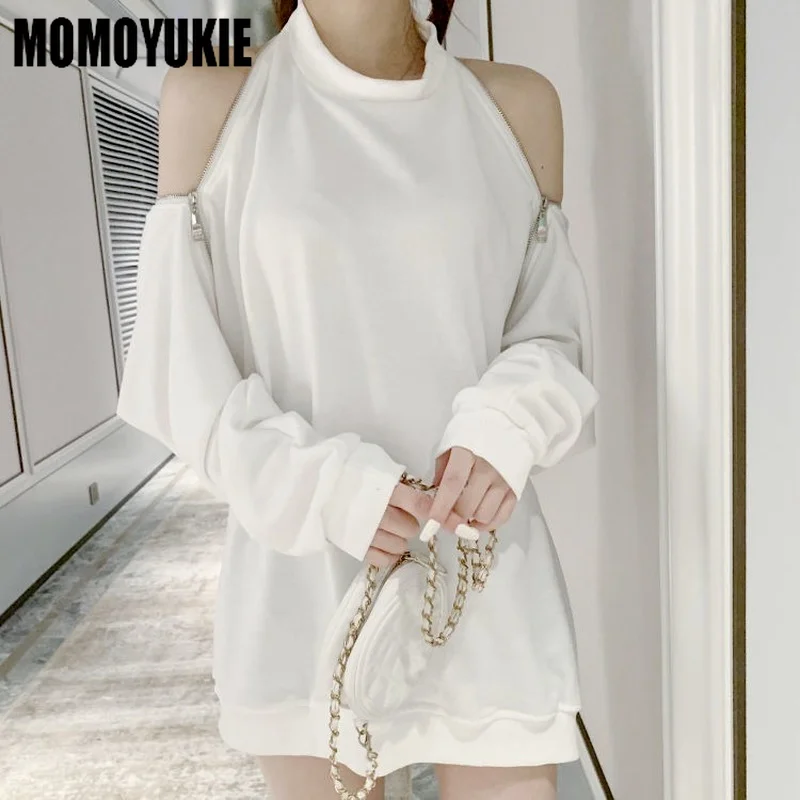 Женское худи с открытыми плечами черное однотонное белое большого размера