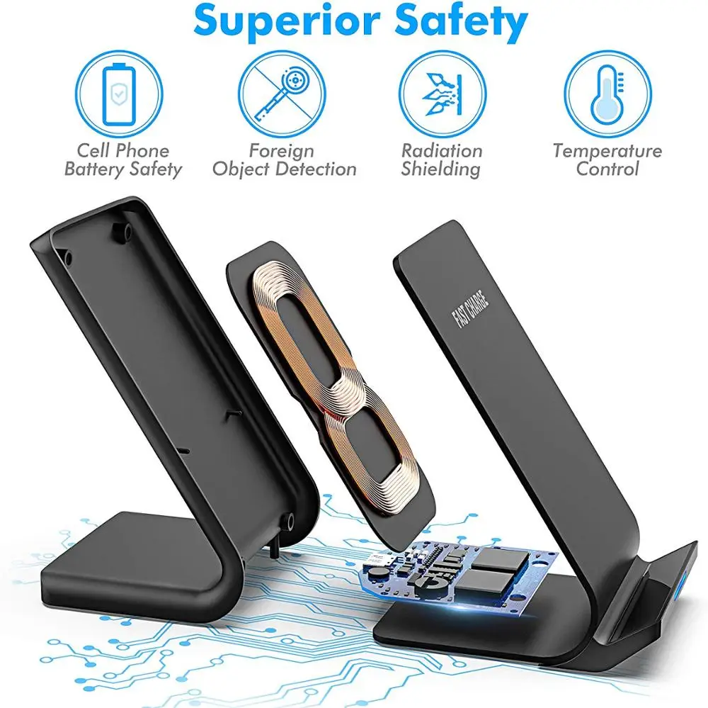 FDGAO 15 Вт Qi Беспроводное зарядное устройство Подставка для iPhone 12 11 Pro 8 X XS XR Samsung S21 S20