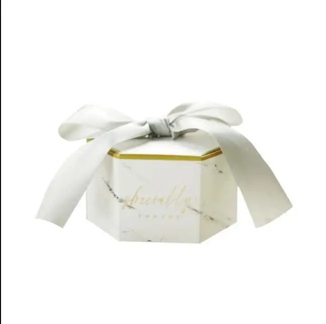 

100pcs Creative wedding candy boxes with grey ribbons paper favor bags marble printed chololate container souvenir