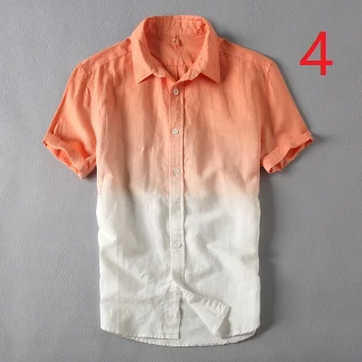 

Summer thin long-sleeved solid color men's linen shirt small fresh white casual cotton and linen beach cotton linen loose shirt
