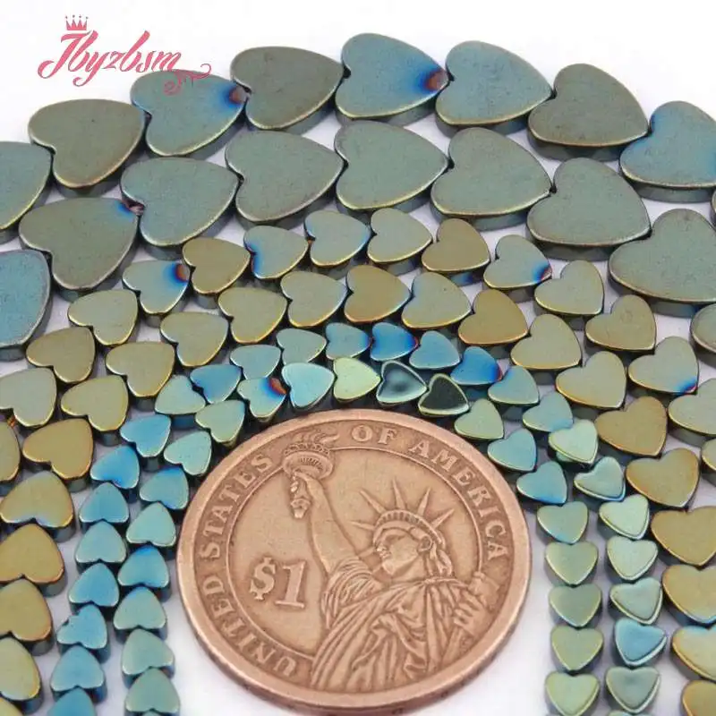 4 6 8 10 мм гладкие зеленые гематитовые бусины в форме сердца из натурального камня