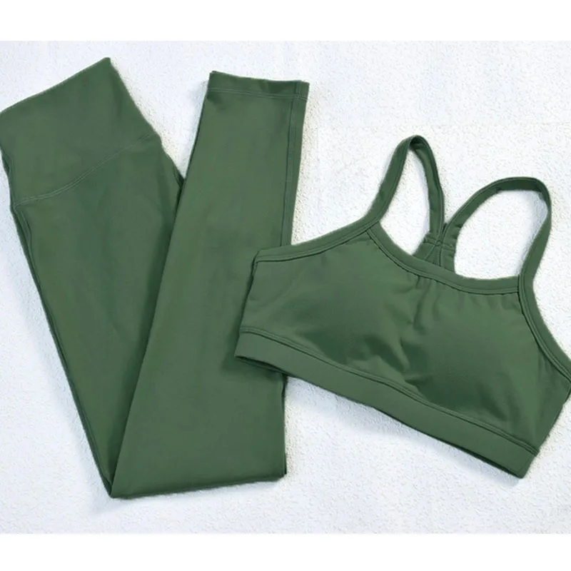 

2PCS Fitness Yoga Set Sexy Sport Bra High Waist Leggings Long & Shorts Set Women Leggings Sport Women Fitness Workout Sportwear