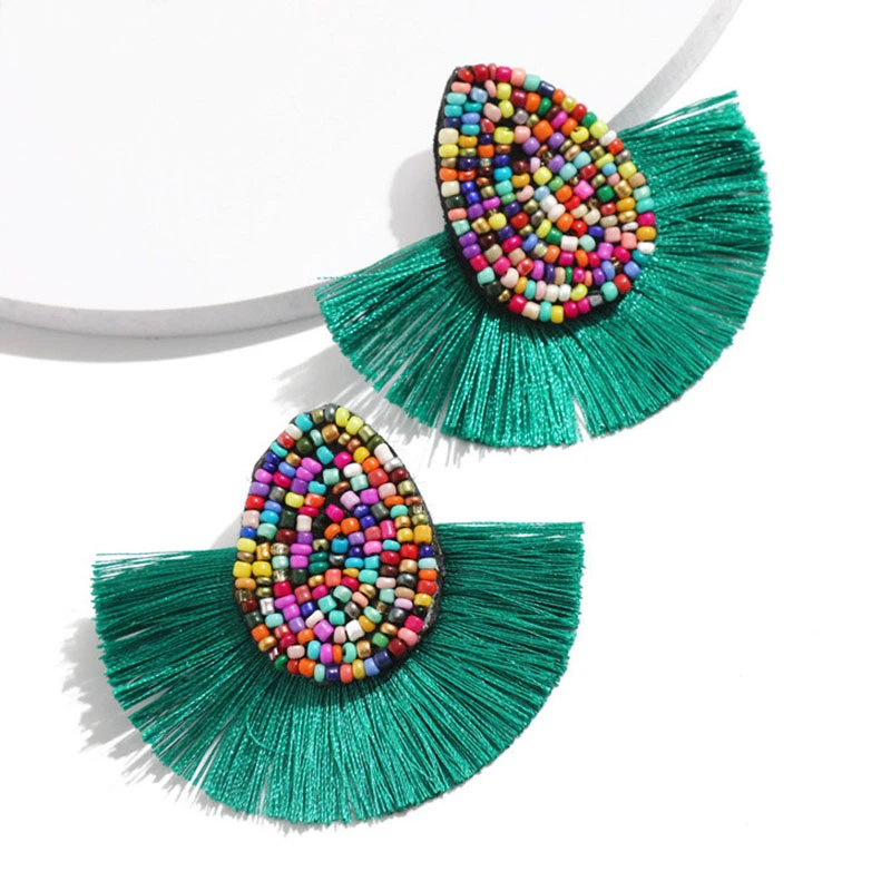 Богемные серьги подвески для женщин этнические ручной работы с бисером