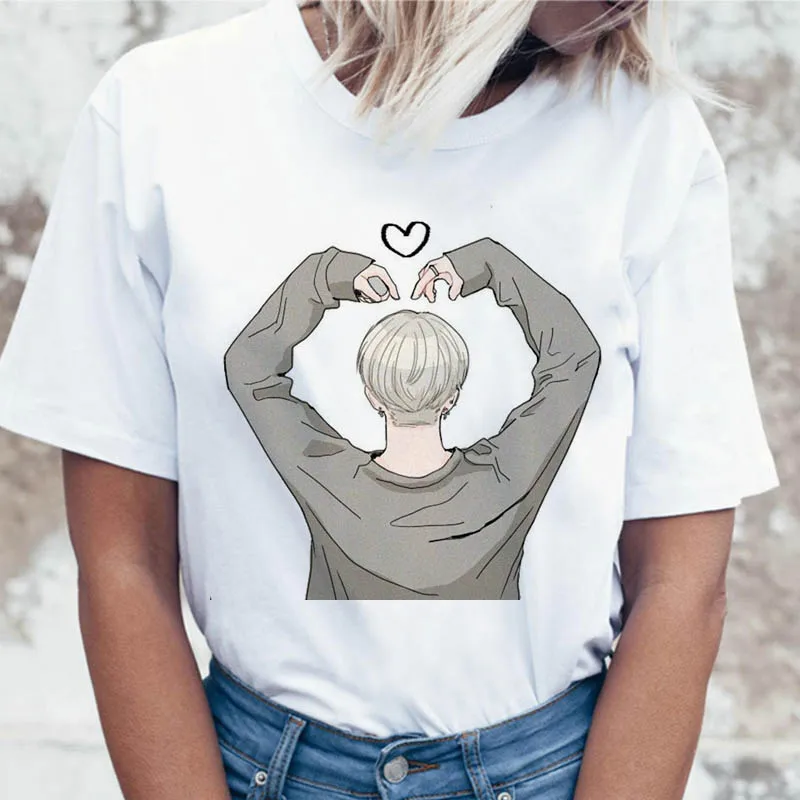 Jungkook Kpop футболка Suga J Hope Женская Jin JIMIN V Топ Футболка для K Pop корейские модные футболки забавные женские футболки K-pop - Цвет: 1141