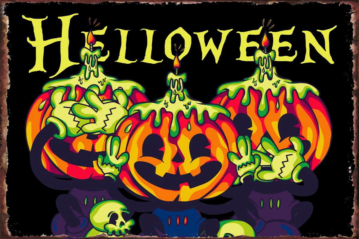 

Настенный декор на Хэллоуин, декор для комнаты, Ретро винтажный металлический знак, жестяные таблички для художественного оформления, паба,...