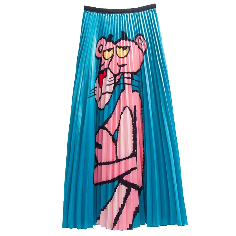 Женская юбка с мультяшным принтом эластичная розовая леопарда в европейском