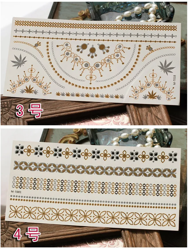 Новый боди арт поддельные ожерелья браслеты Временные татуировки металлические