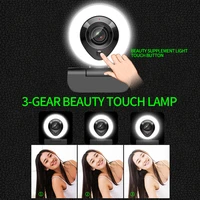webcam 1080p built in ring light 3 gear light conference video autofocus computer hd camera with noise cancelling microphones