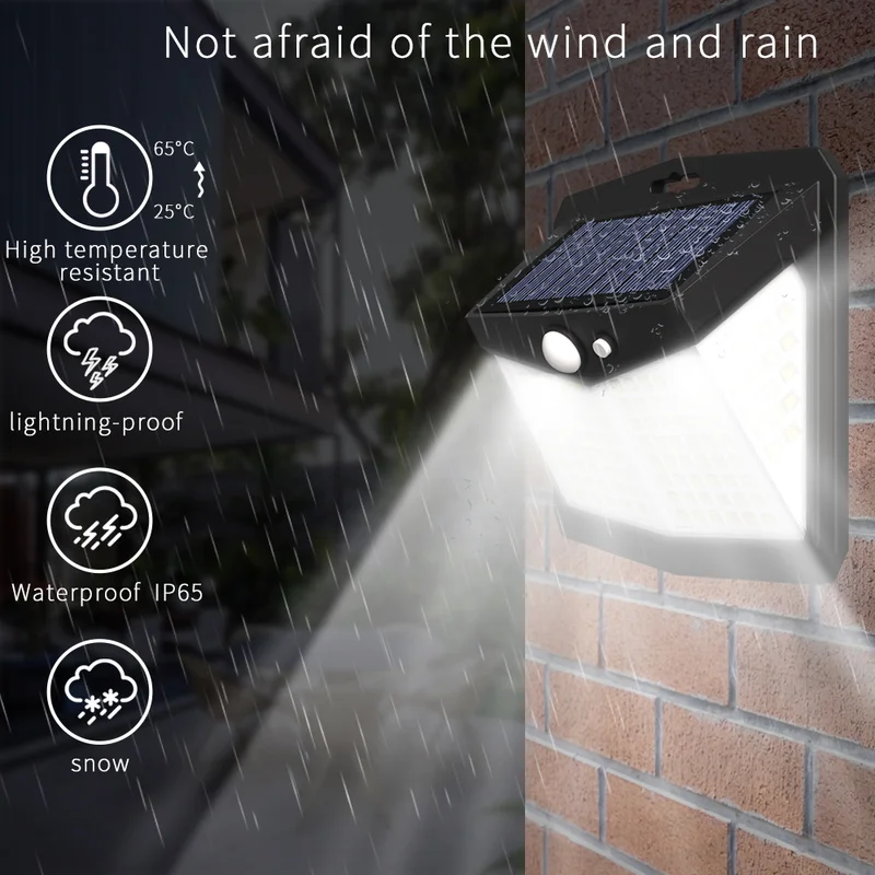 

LED Solar Light Outdoor Solar Lamp with PIR Motion Sensor Solar Powered Waterproof Wall Light for Garden Yard Path Decoration