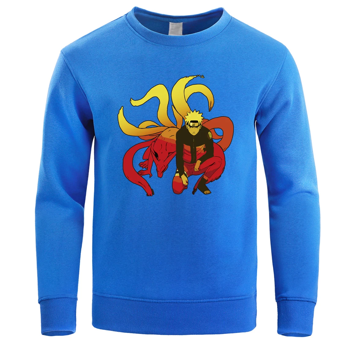 Uzumaki Наруто толстовка мужская Kurama Kyubi Crewneck Толстовки Кофты Зимние флисовые теплые