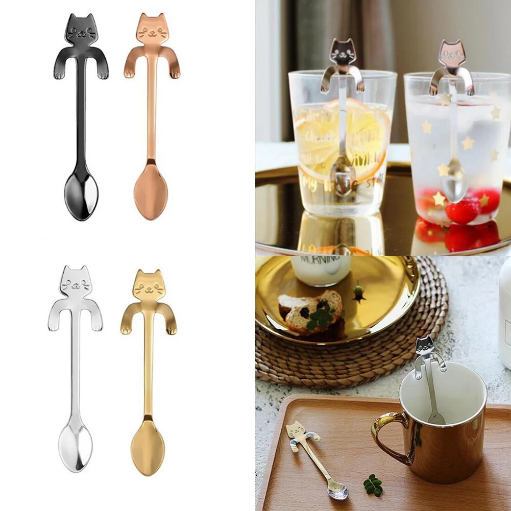 304 позолоченная нержавеющая сталь креативная кошачья ложка Мороженое