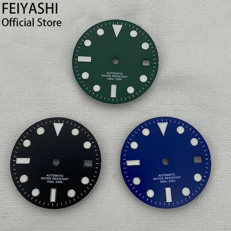 

28.5mm miyota 8215 dial watches accessories C3 Luminous Single Lens refitted sun pattern movement skx007 Submariner cases